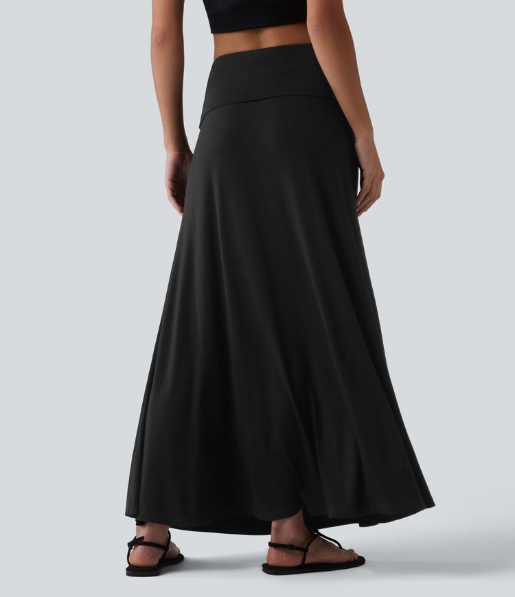 Foldover High Waisted Maxi Casual Mermaid Skirt