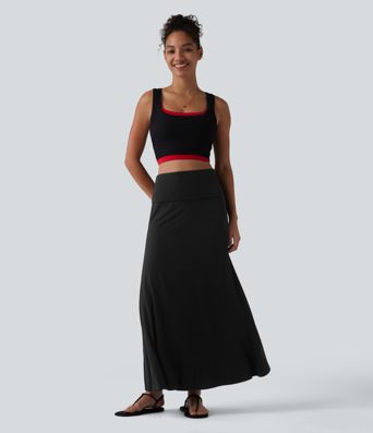Foldover High Waisted Maxi Casual Mermaid Skirt
