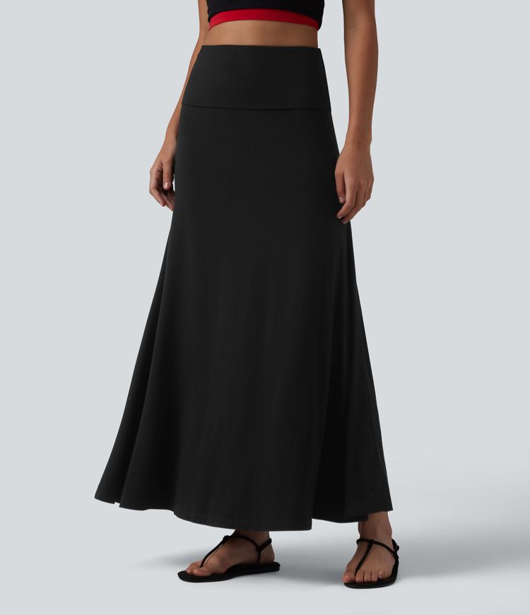 Foldover High Waisted Maxi Casual Mermaid Skirt