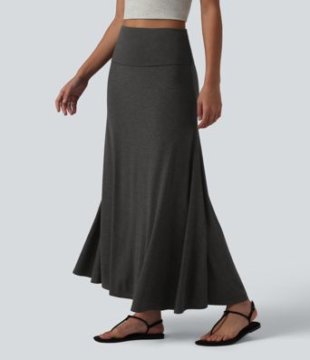 Foldover High Waisted Maxi Casual Mermaid Skirt