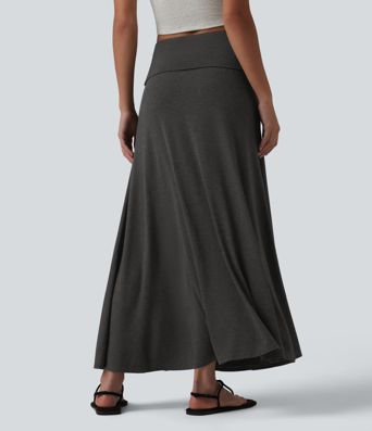 Foldover High Waisted Maxi Casual Mermaid Skirt