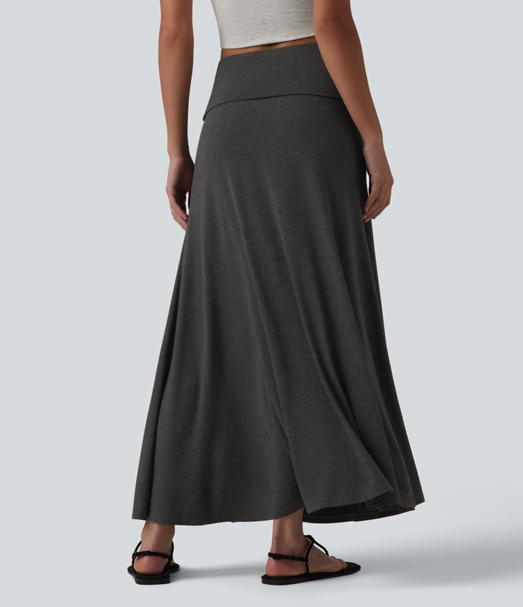 Foldover High Waisted Maxi Casual Mermaid Skirt