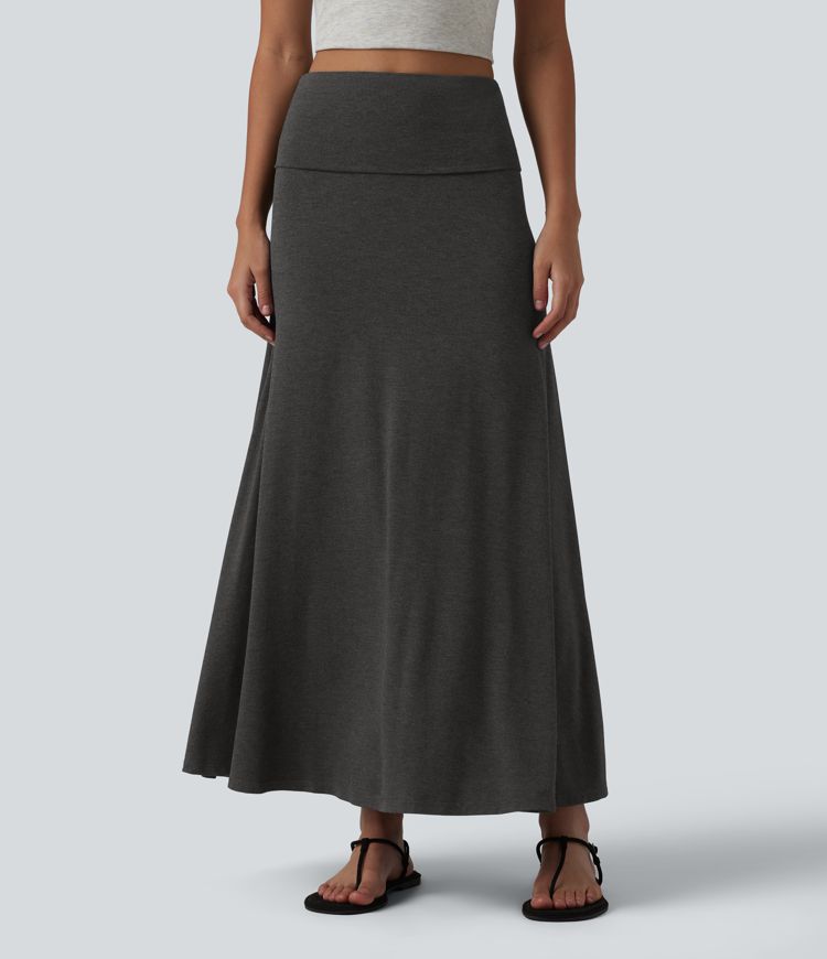Foldover High Waisted Maxi Casual Mermaid Skirt