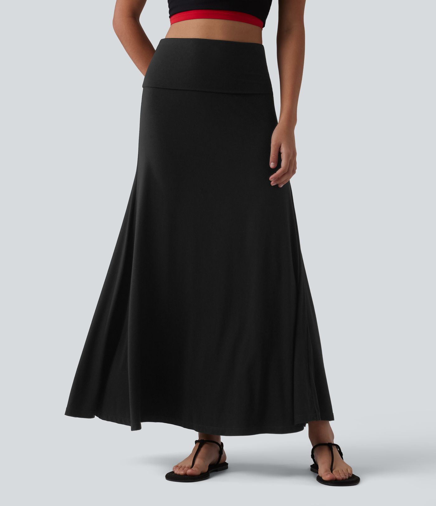 Foldover High Waisted Maxi Casual Mermaid Skirt