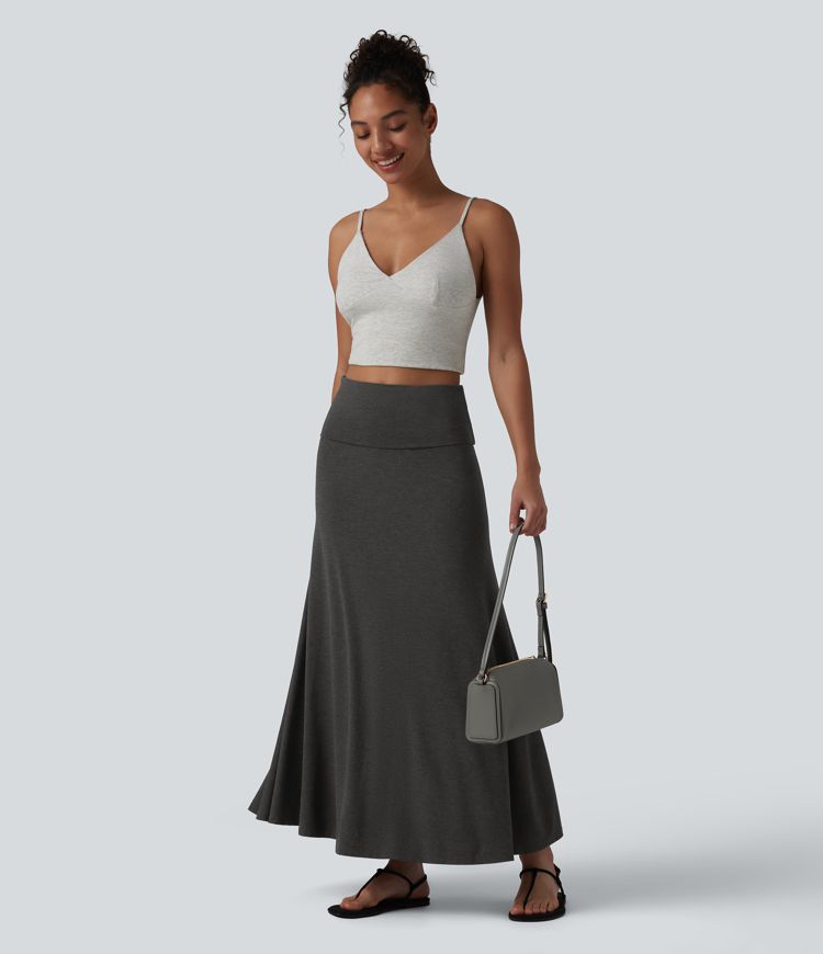 Foldover High Waisted Maxi Casual Mermaid Skirt