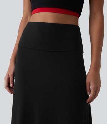 Foldover High Waisted Maxi Casual Mermaid Skirt