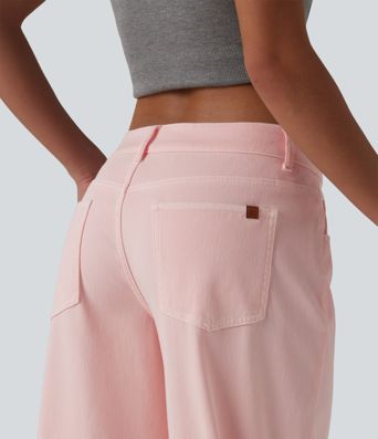 Halara Flex™ Asymmetric Low Rise Wide Leg Colorful Casual Jeans with Pockets