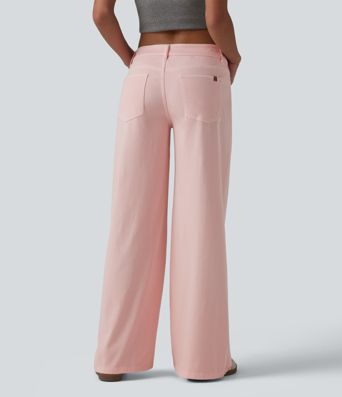 Halara Flex™ Asymmetric Low Rise Wide Leg Colorful Casual Jeans with Pockets