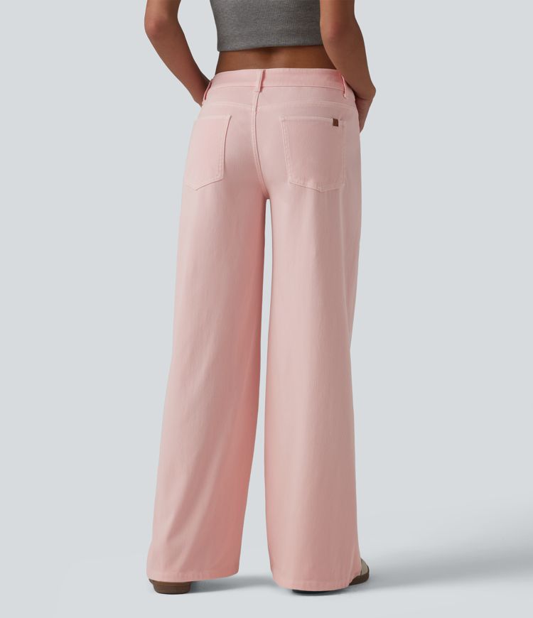 Halara Flex™ Asymmetric Low Rise Wide Leg Colorful Casual Jeans with Pockets