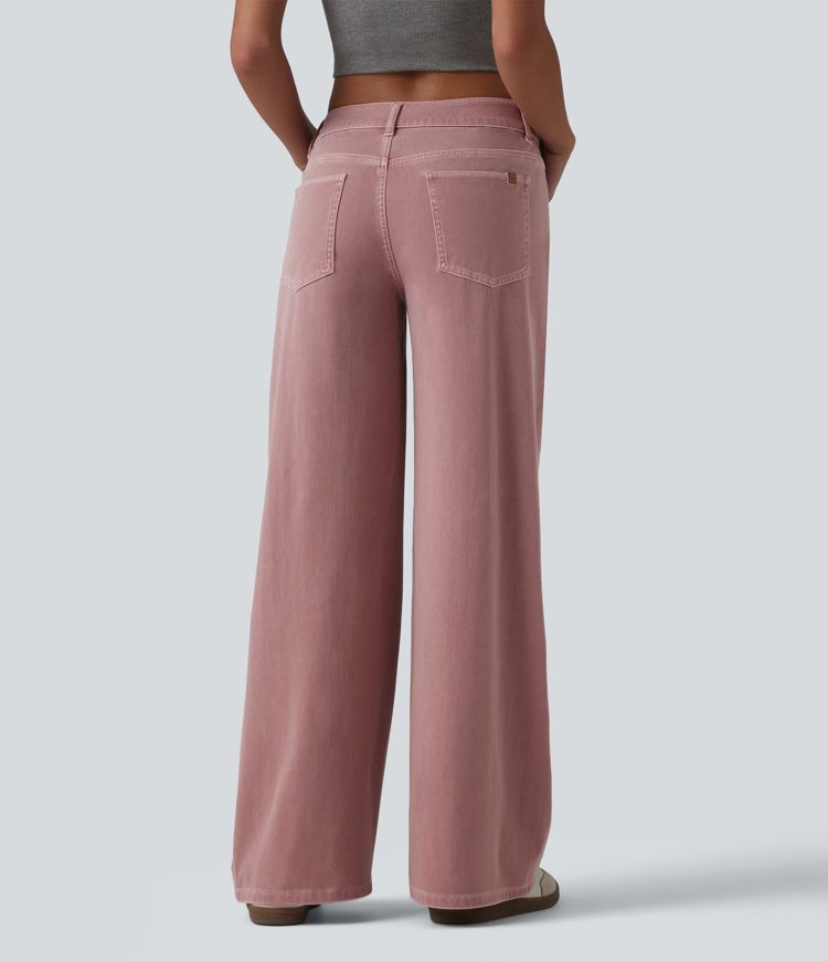 Halara Flex™ Asymmetric Low Rise Wide Leg Colorful Casual Jeans with Pockets