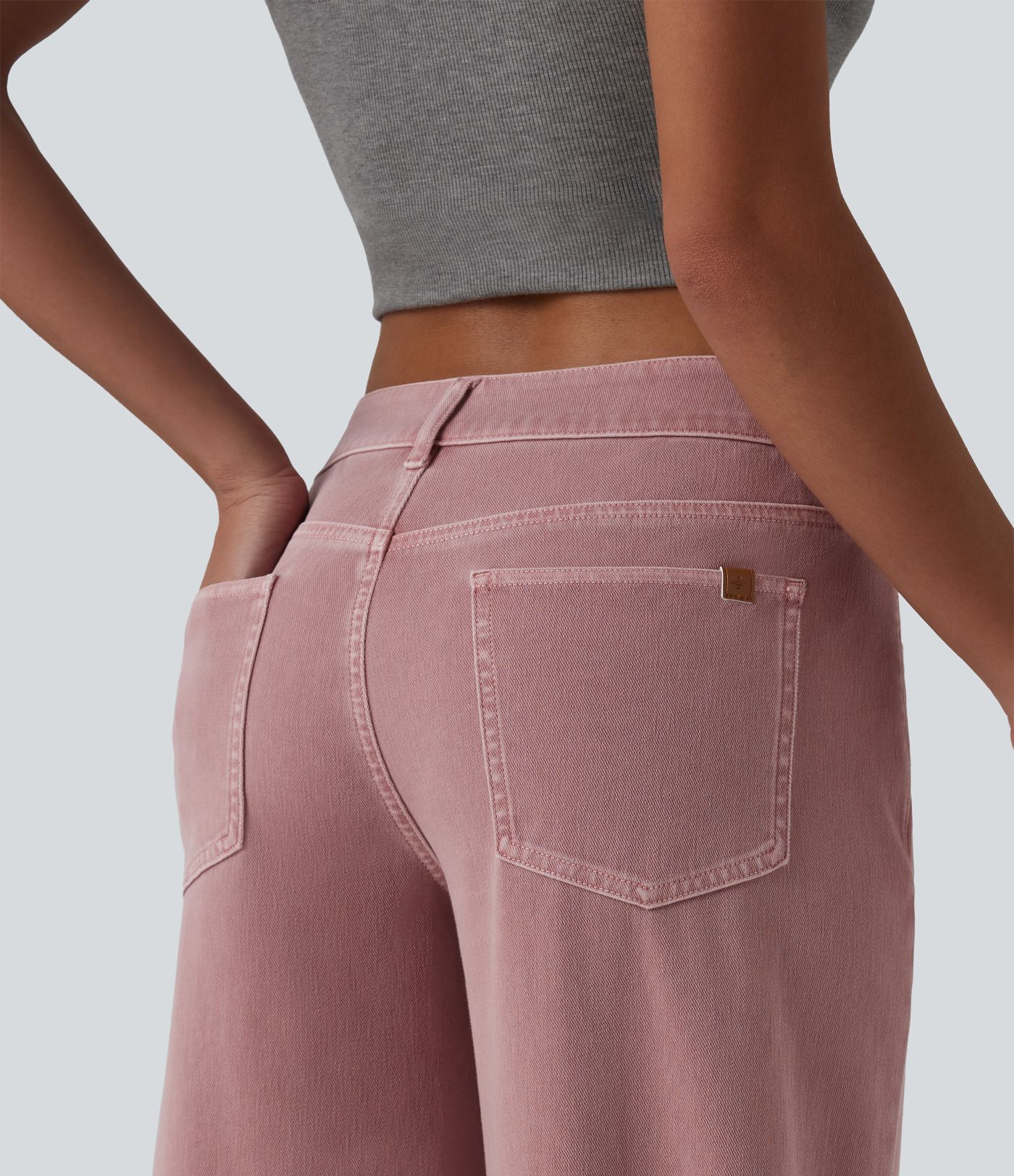 Halara Flex™ Asymmetric Low Rise Wide Leg Colorful Casual Jeans with Pockets
