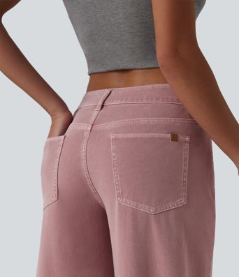 Halara Flex™ Asymmetric Low Rise Wide Leg Colorful Casual Jeans with Pockets