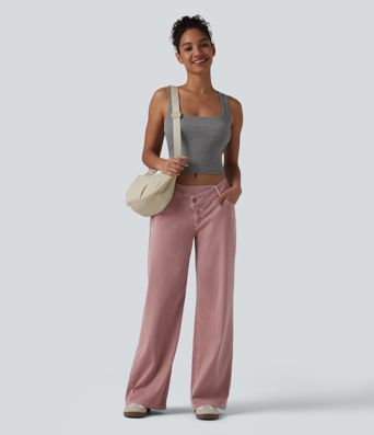 Halara Flex™ Asymmetric Low Rise Wide Leg Colorful Casual Jeans with Pockets