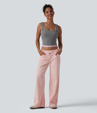 Halara Flex™ Asymmetric Low Rise Wide Leg Colorful Casual Jeans with Pockets