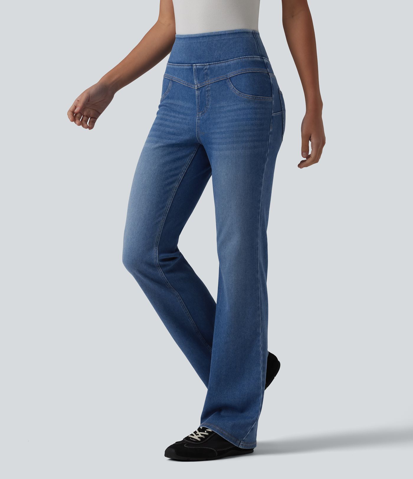 Halara Flex™ High Waisted Casual Slim Flare Jeans with Pockets Halara Flex™ High Waisted Casual Slim Flare Jeans with Pockets