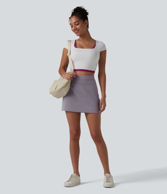 SpacerTek™ High Waisted Tummy Control 2-in-1 Mini Casual Skirt