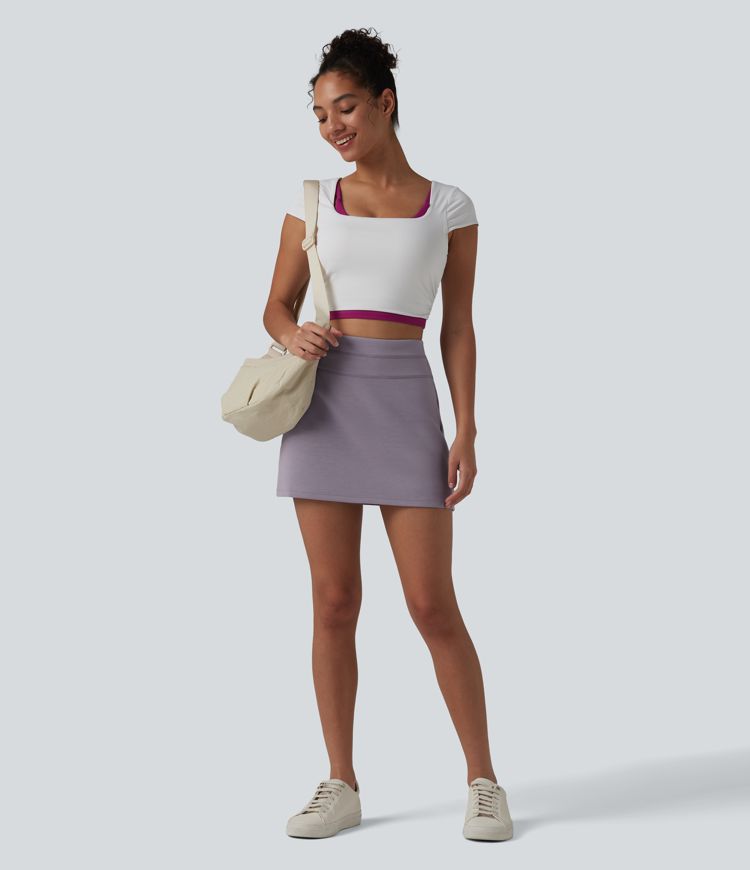 SpacerTek™ High Waisted Tummy Control 2-in-1 Mini Casual Skirt