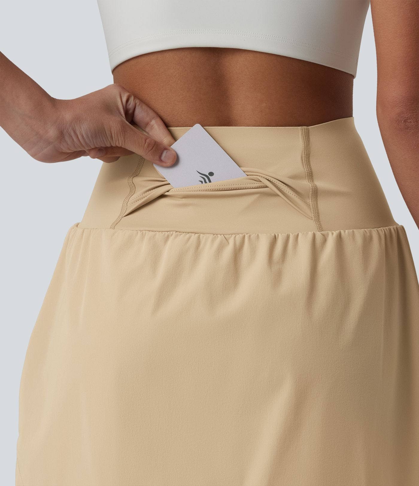 Super High Waisted Tummy Control Curved Hem 2-in-1 Golf Skirt with Pockets