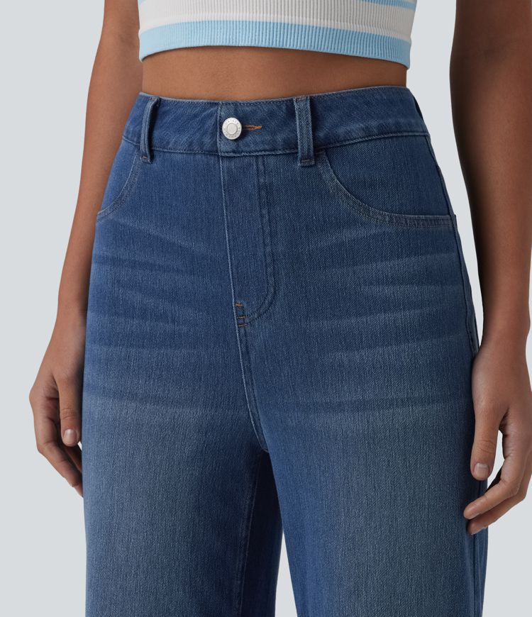 Jean droit Halara Flex™ décontracté, taille haute, avec poches