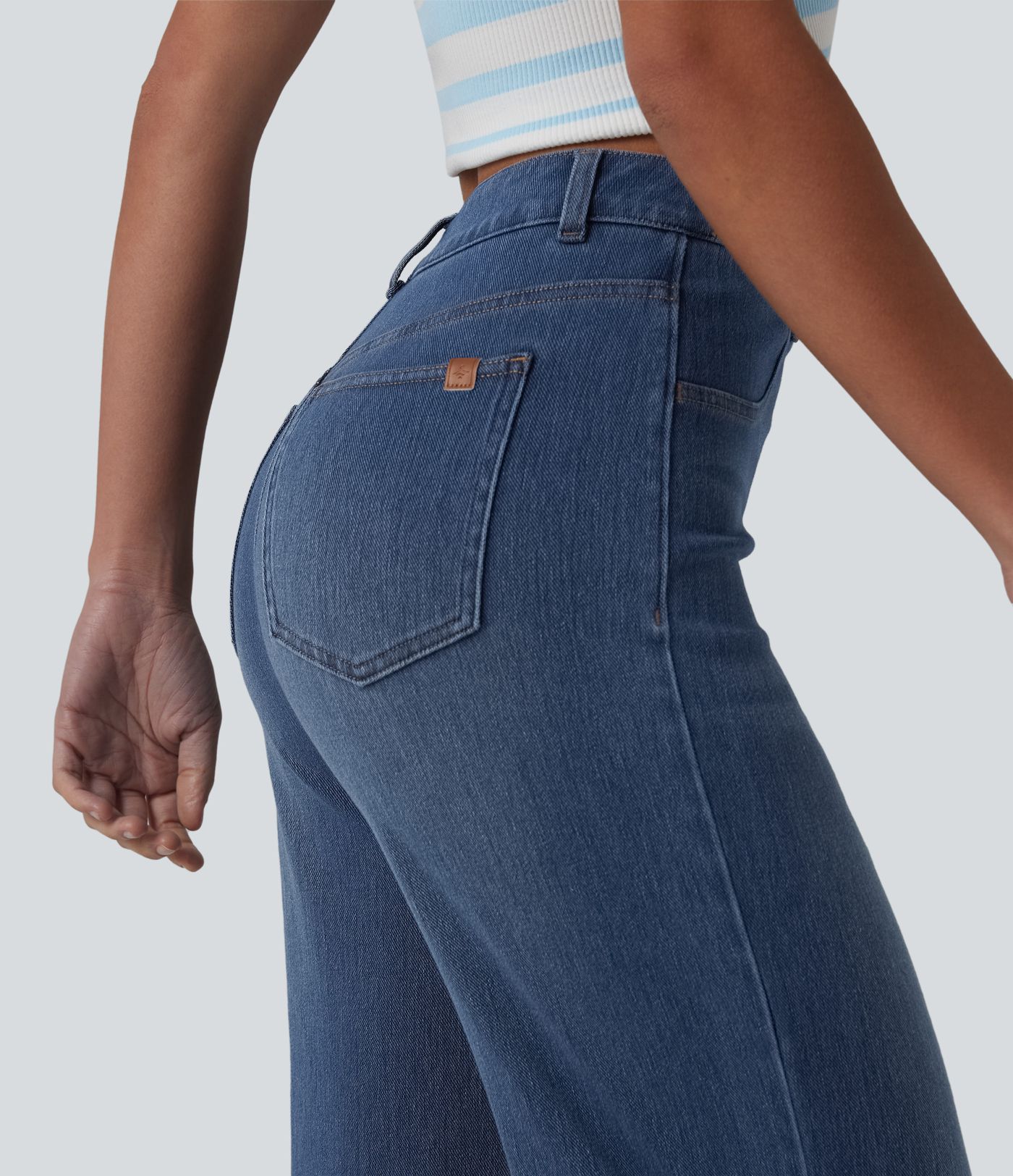 Jean droit Halara Flex™ décontracté, taille haute, avec poches