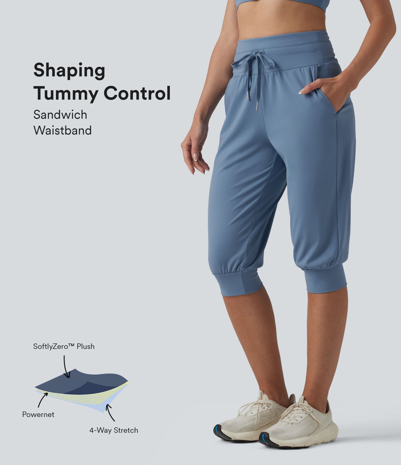 SoftlyZero™ Plush High Waisted Drawstring Tummy Control Yoga Pedal Pushers Joggers with Pockets SoftlyZero™ Plush High Waisted Drawstring Tummy Control Yoga Pedal Pushers Joggers with Pockets