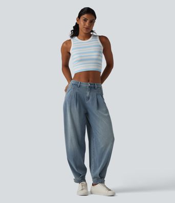 Halara Flex™ Jogging barrel en denim taille mi-haute avec poches