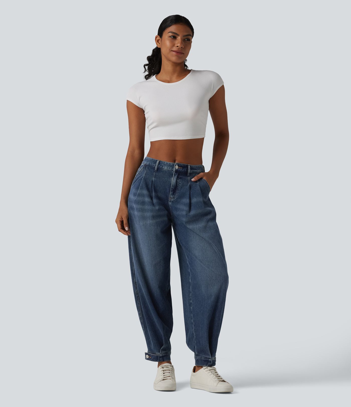 Halara Flex™ Mid Rise Denim Casual Balloon Joggers with Pockets