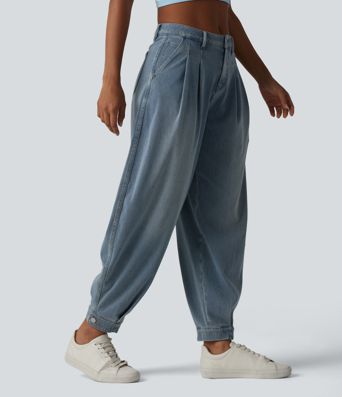 Halara Flex™ Jogging barrel en denim taille mi-haute avec poches