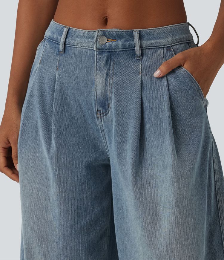 Halara Flex™ Jogging barrel en denim taille mi-haute avec poches