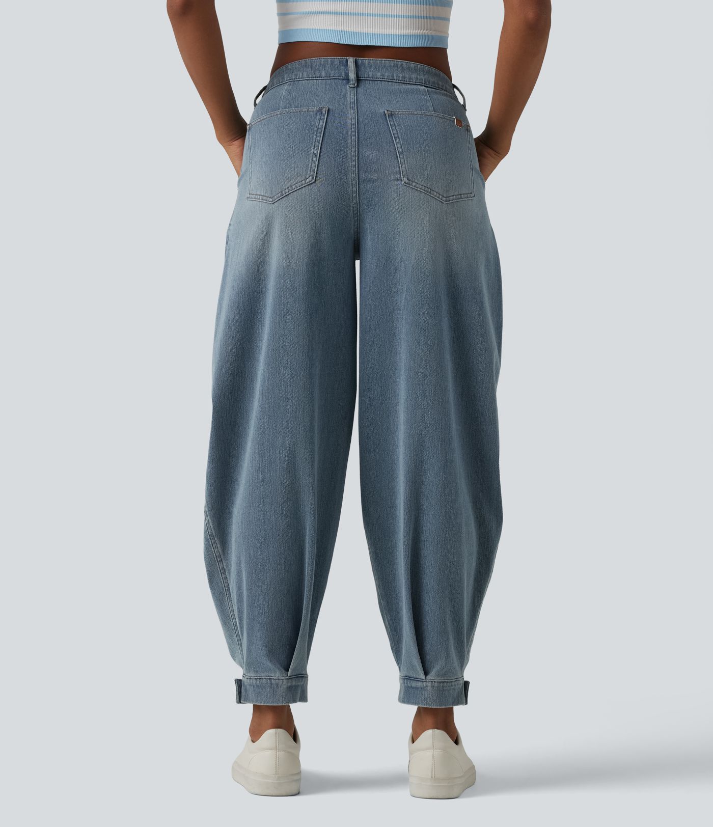 Halara Flex™ Jogging barrel en denim taille mi-haute avec poches