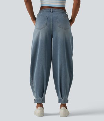 Halara Flex™ Jogging barrel en denim taille mi-haute avec poches