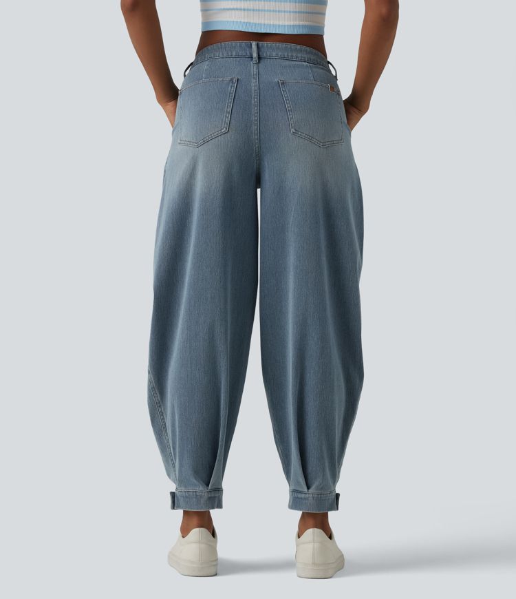 Halara Flex™ Jogging barrel en denim taille mi-haute avec poches