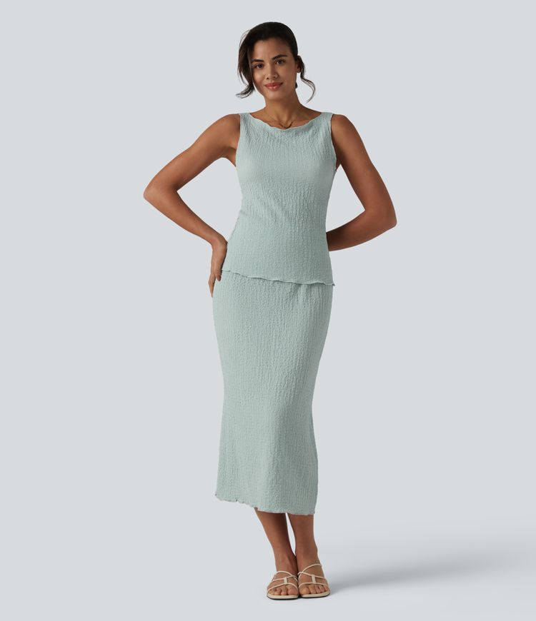 High Waisted Midi Casual Skirt 