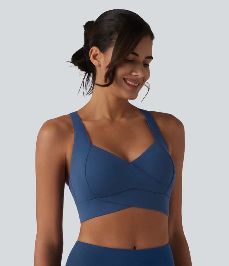 SoftlyZero™ Plush sports bra, light support, backless design with cutouts and built-in bra