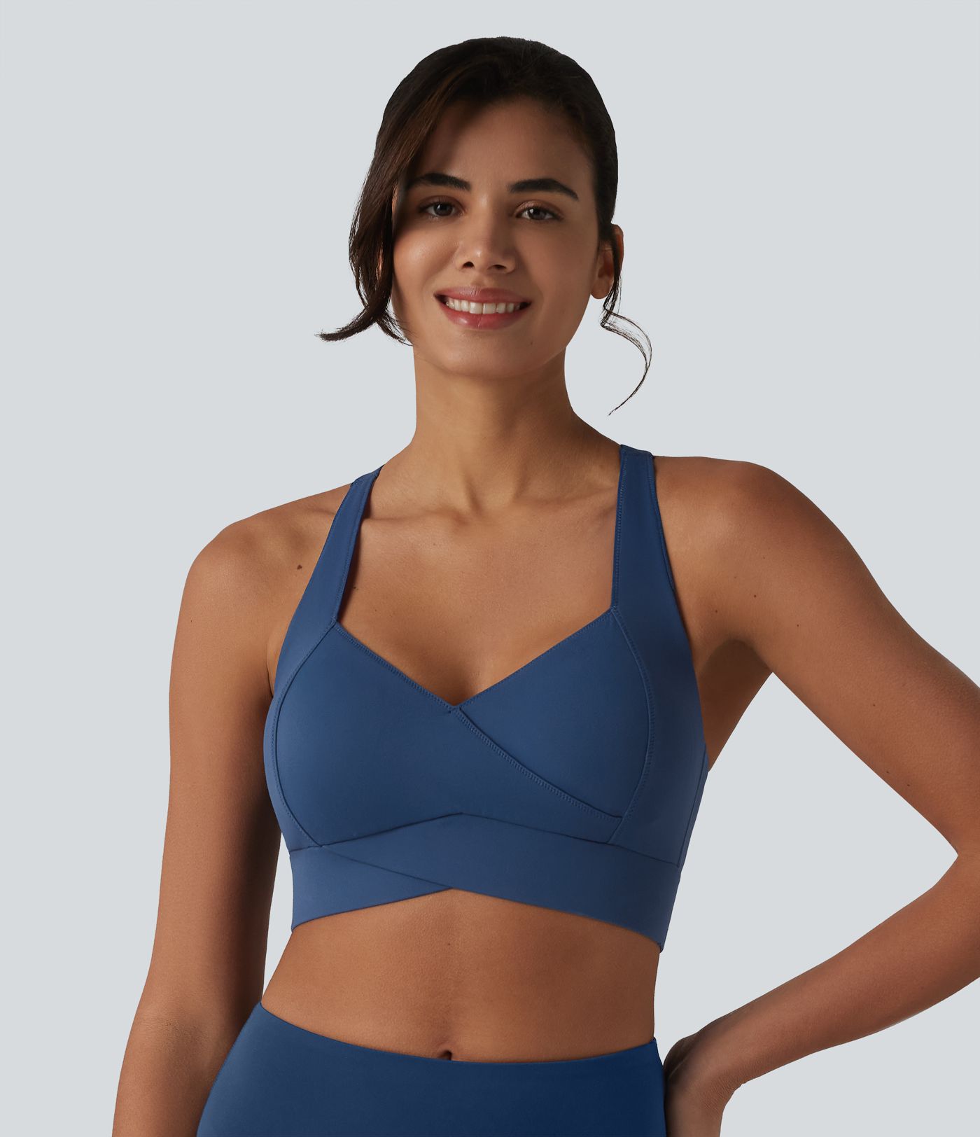 SoftlyZero™ Plush sports bra, light support, backless design with cutouts and built-in bra