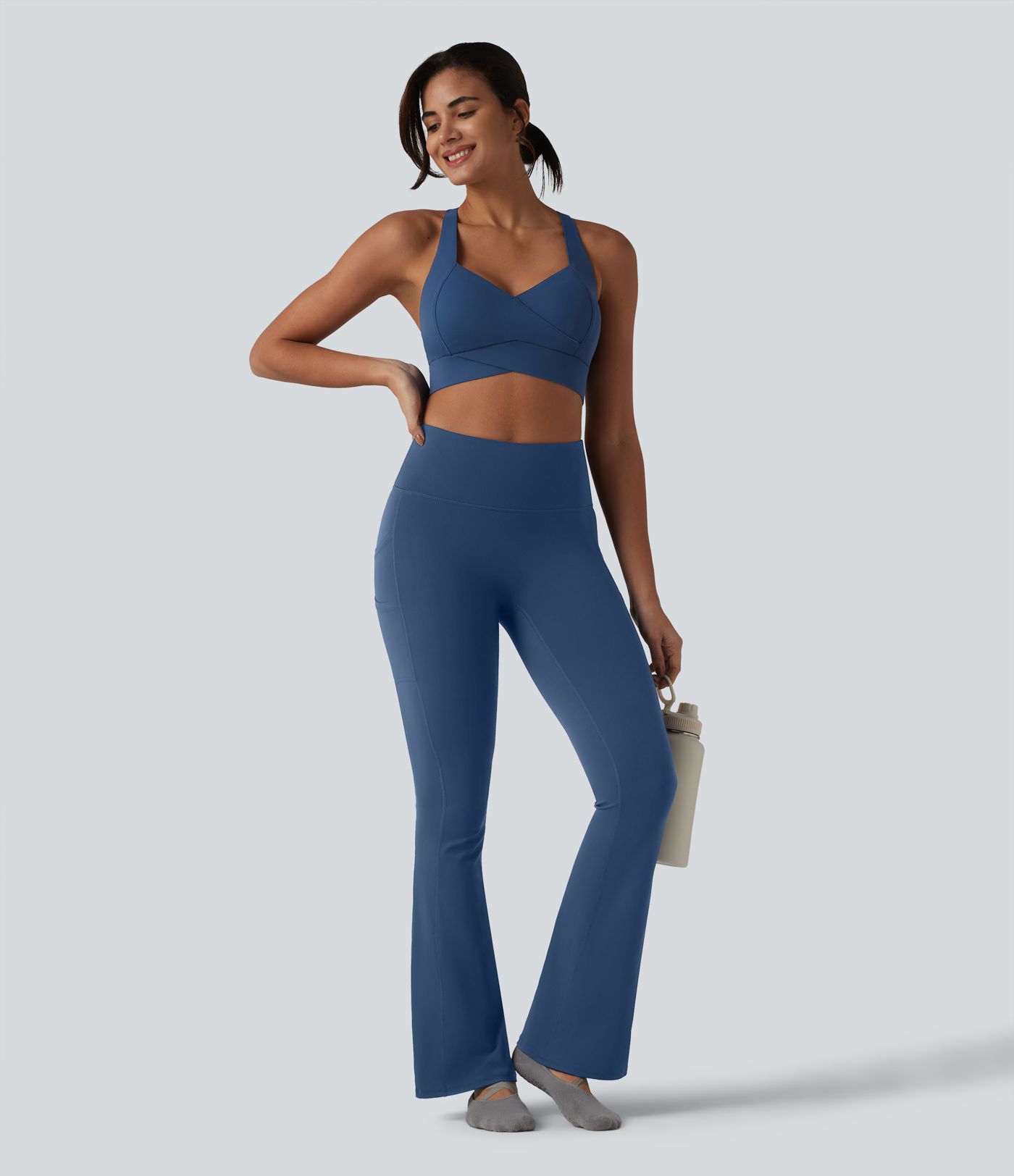 SoftlyZero™ Plush sports bra, light support, backless design with cutouts and built-in bra