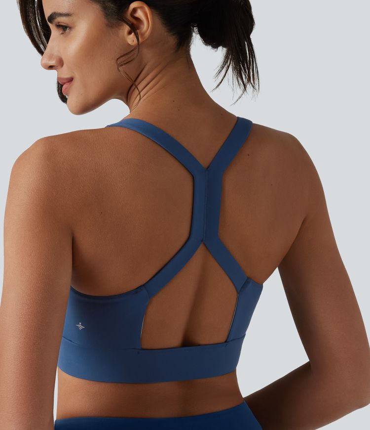 SoftlyZero™ Plush sports bra, light support, backless design with cutouts and built-in bra