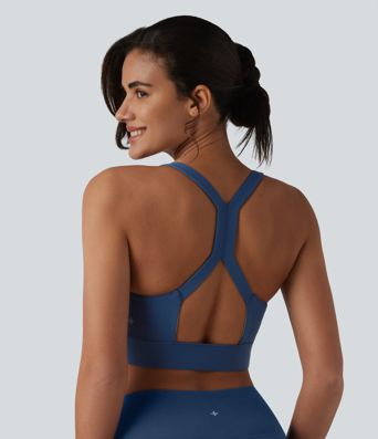 SoftlyZero™ Plush sports bra, light support, backless design with cutouts and built-in bra
