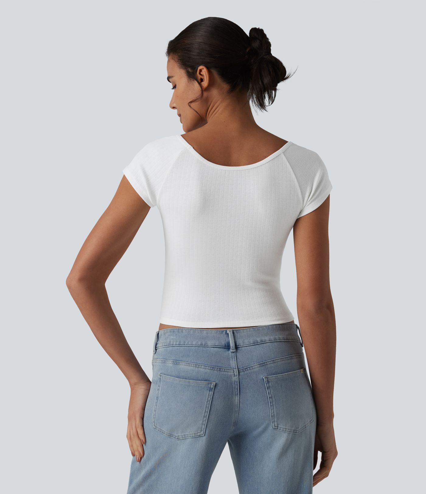 V Neck Short Sleeve Ruched Casual T-Shirt