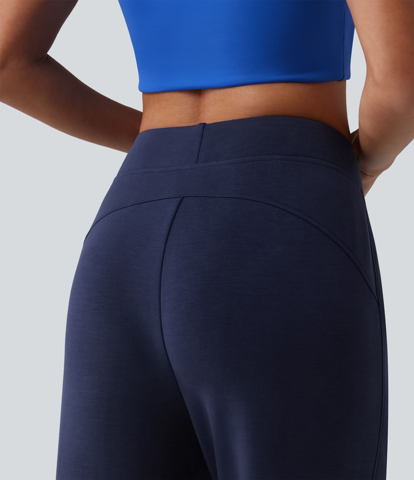 SpacerTek™ High Waisted Snap Button Casual Straight Leg Sweatpants with Pockets