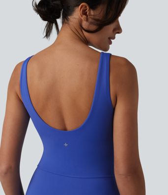 SoftlyZero™ Plush V Neck Built-in Bra Tie Side 2-in-1 Mini Yoga Active Dress with Pockets-Easy Peezy Edition