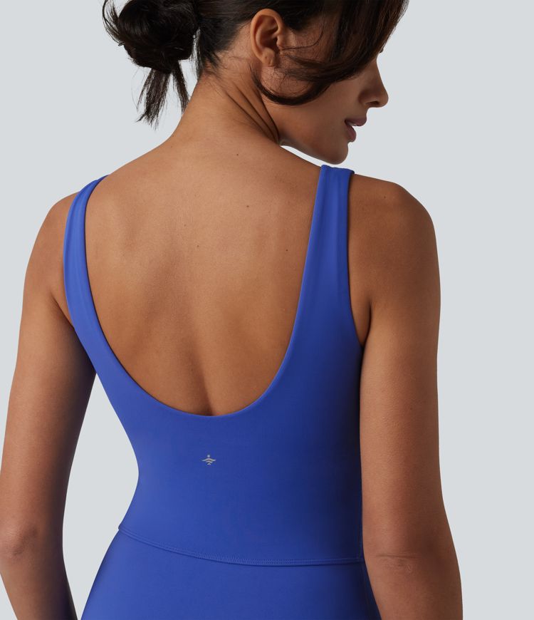 SoftlyZero™ Plush V Neck Built-in Bra Tie Side 2-in-1 Mini Yoga Active Dress with Pockets-Easy Peezy Edition