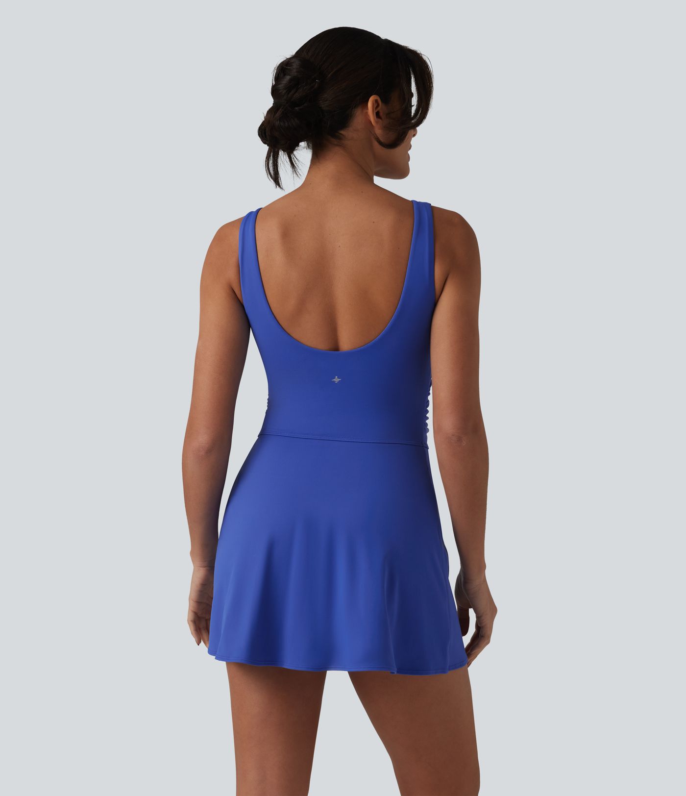 SoftlyZero™ Plush V Neck Built-in Bra Tie Side 2-in-1 Mini Yoga Active Dress with Pockets-Easy Peezy Edition
