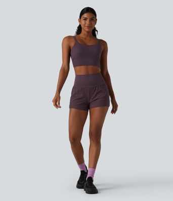 SoftlyZero™ High Waisted 2-in-1 Lace Workout Shorts 3'' with Pockets