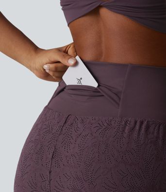 SoftlyZero™ High Waisted 2-in-1 Lace Workout Shorts 3'' with Pockets