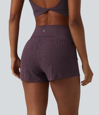 SoftlyZero™ High Waisted 2-in-1 Lace Workout Shorts 3'' with Pockets