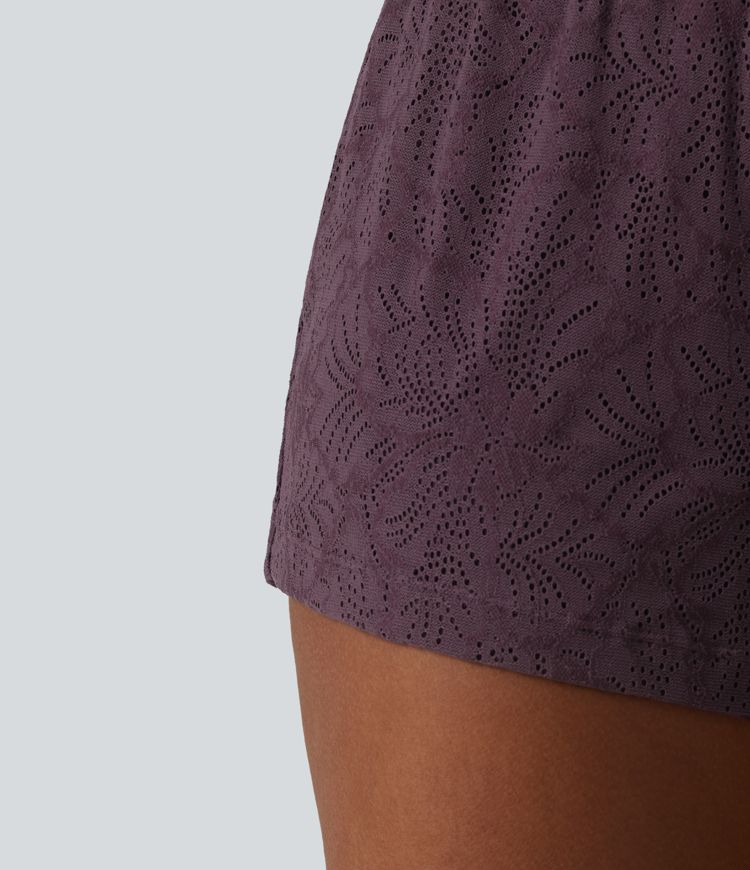 SoftlyZero™ High Waisted 2-in-1 Lace Workout Shorts 3'' with Pockets