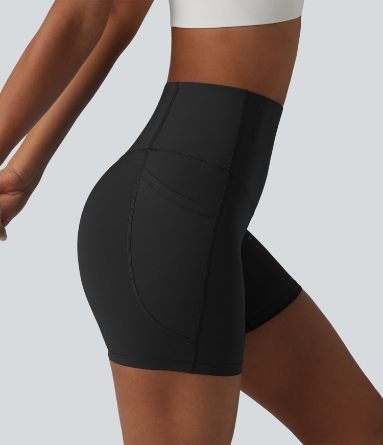 Halara UltraSculpt™ High Waisted Anti-Roll Tummy Control Shaping Workout Biker Shorts 5'' with Pockets