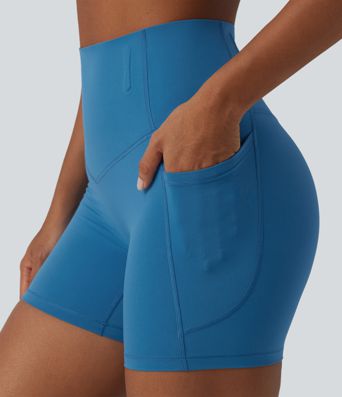 Halara UltraSculpt™ High Waisted Anti-Roll Tummy Control Shaping Yoga Biker Shorts 5'' with Pockets