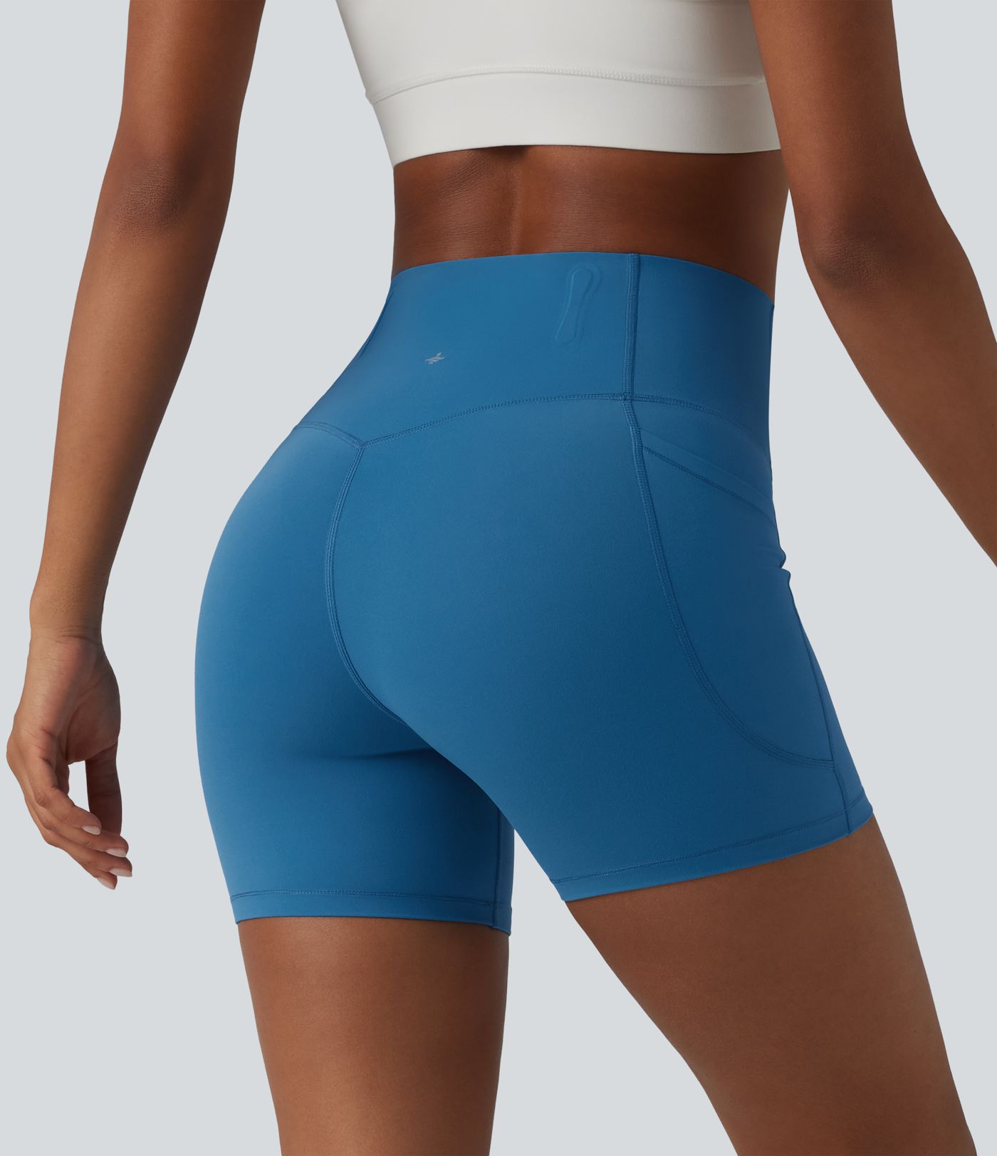 Halara UltraSculpt™ High Waisted Anti-Roll Tummy Control Shaping Yoga Biker Shorts 5'' with Pockets